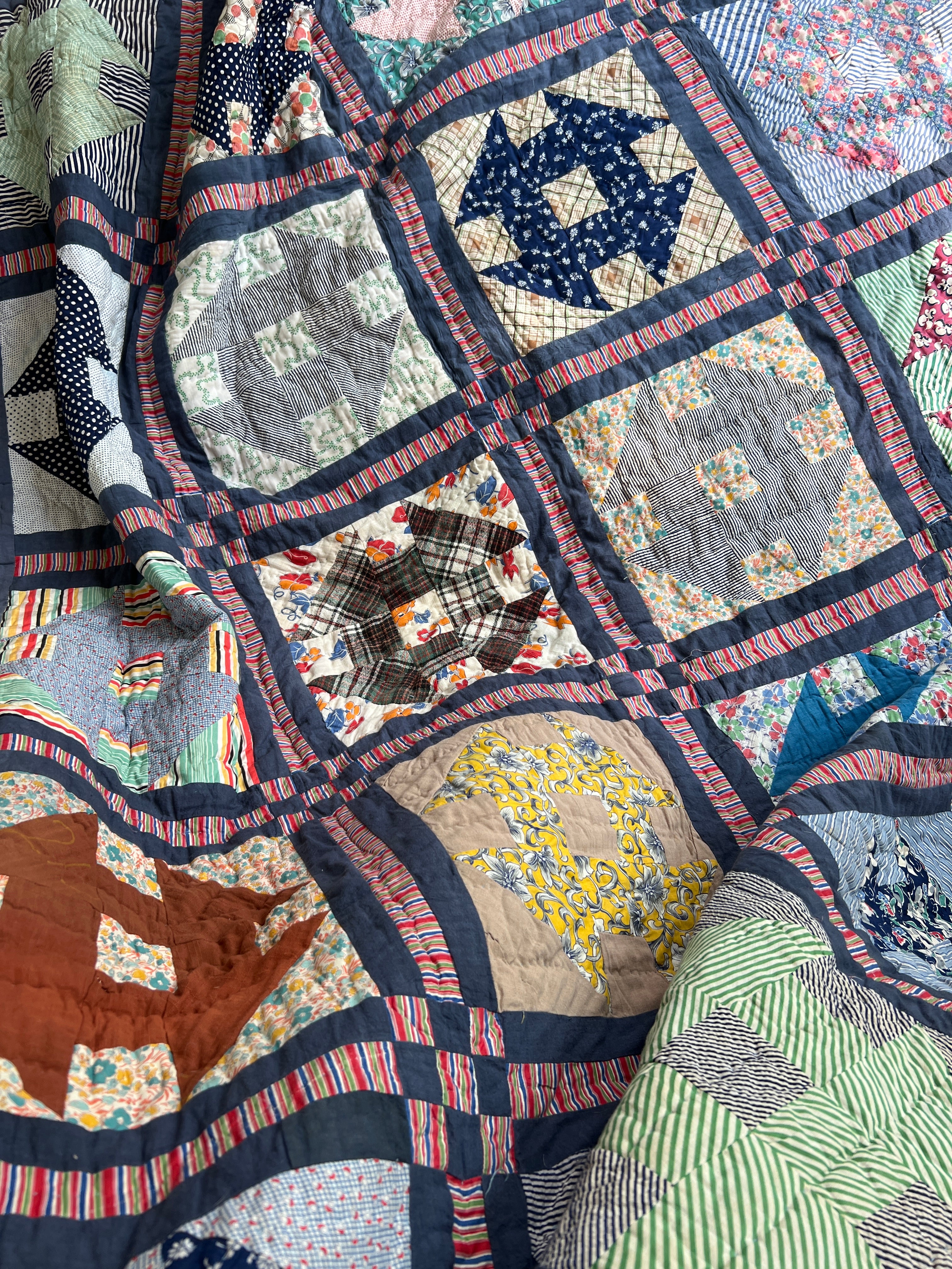 Blue Churn Dash Quilt